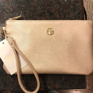 Adrienne Vittadini Gold Pebble Wristlet clutch